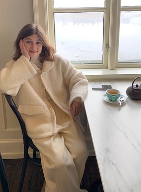 KERNEL COSMOS 24FW 冬日初霁 北欧慵懒感圈圈毛拼丝绒夹棉外套