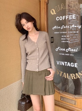 KERNEL COSMOS 入秋序章 秋季V领麻花修身显瘦绵羊毛针织开衫上衣