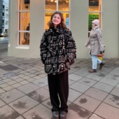 布迪尔黑教堂 KERNEL COSMOS 艺术感提花图纹羊羔毛夹棉外套