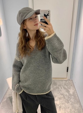 KERNEL COSMOS 银松森林 冬日北欧感手工粗针提花纯羊毛套头毛衣