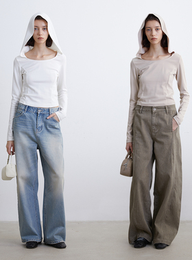 KERNEL COSMOS  沙丘灵感分割收腰显瘦帽兜上衣百搭修身正肩T恤