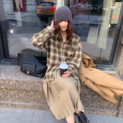 果核宇宙复古朦胧格纯棉长袖衬衫