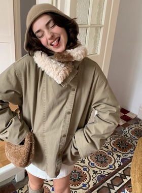 KERNEL COSMOS蒙特堡山谷 奶牛毛毛大翻领加厚工装派克羽绒服外套