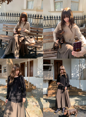 KERNEL COSMOS罗娜甜梦 千禧风简约慵懒宽松超细羊毛中长款针织衫