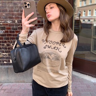 早秋慵懒做旧印花休闲长袖 旧城画报 打底上衣 COSMOS KERNEL