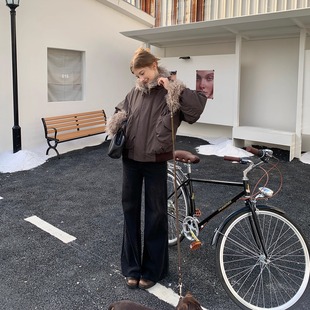 KERNEL COSMOS 斯宾塞街头 秋季松弛弹力微喇显瘦毛边直筒牛仔裤