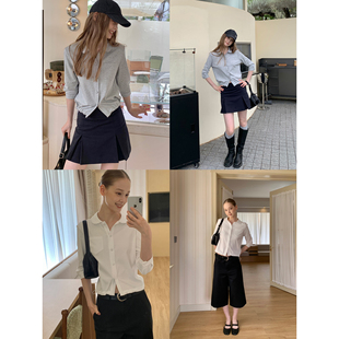 KERNEL 休闲少女感彼得潘领七分袖 抽绳短款 上衣 COSMOS雾都春令时