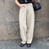 KERNEL 休闲老钱调卡其色慵懒简约宽松牛仔裤 COSMOS 澳白拿铁