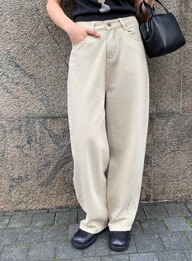 KERNEL COSMOS 澳白拿铁 休闲老钱调卡其色慵懒简约宽松牛仔裤