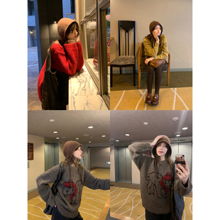 KERNEL COSMOS 小红帽 北欧圣诞浣熊绒羊毛百搭保暖系带针织帽