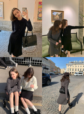 KERNEL COSMOS 圣马丁Aritist! 时髦学院翻领刺绣针织上衣/鱼尾裙