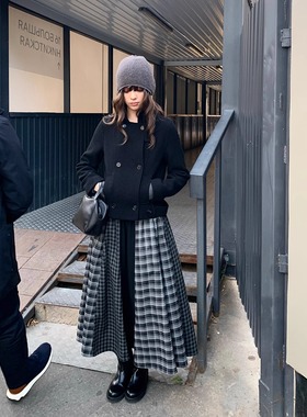 KERNEL COSMOS哈德维尔巷 深秋率性立领双排扣短款显瘦羊毛呢外套