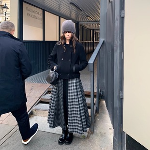 KERNEL COSMOS哈德维尔巷 深秋率性立领双排扣短款显瘦羊毛呢外套