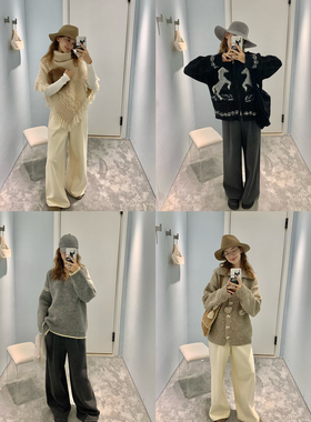 KERNEL COSMOS雨天唐宁街 秋冬简约慵懒感气质休闲加厚直筒卫衣裤