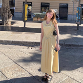 COSMOS 托斯卡纳艳阳 法式 KERNEL 复古明媚荡领无袖 收腰连衣裙