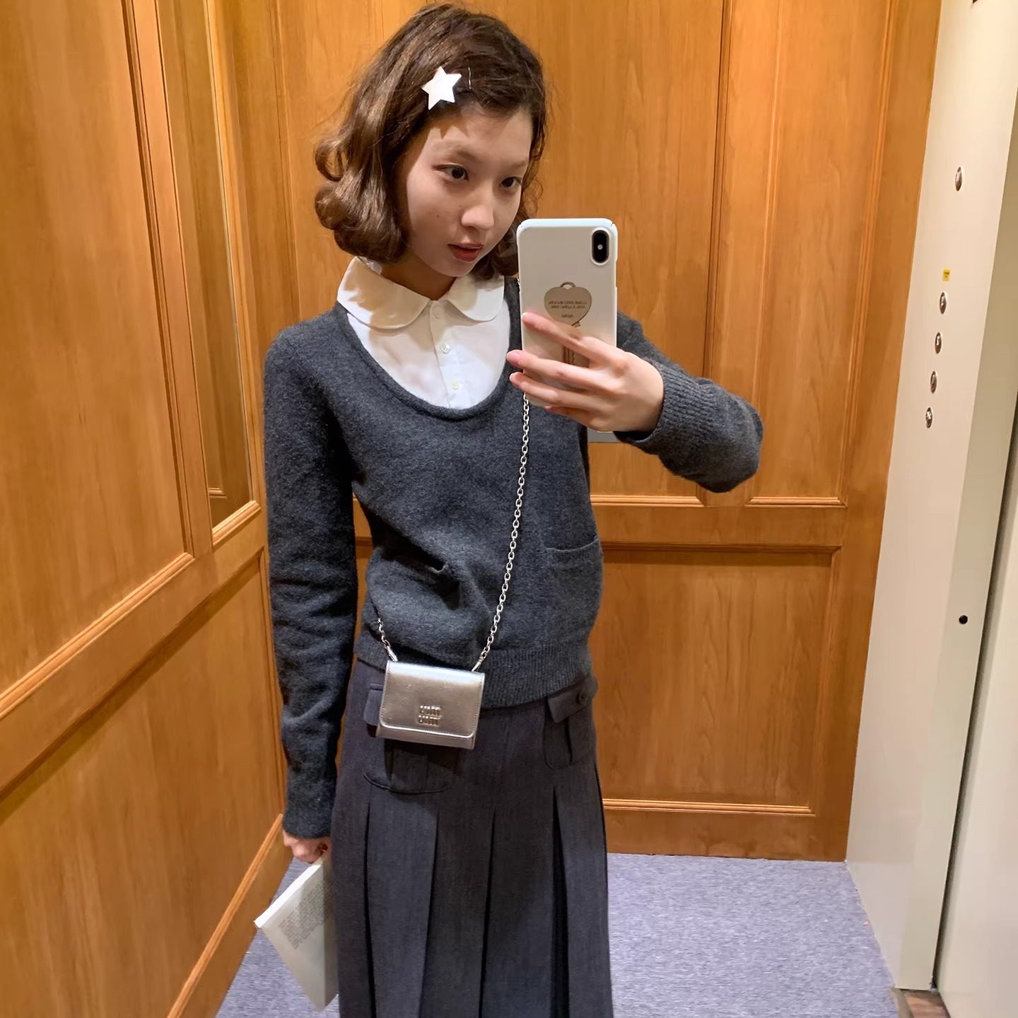 KERNEL COSMOS 斯特灵学院 简约格调拼接衬衫羊毛针织假两件上衣