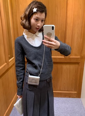 KERNEL COSMOS 斯特灵学院 简约格调拼接衬衫羊毛针织假两件上衣