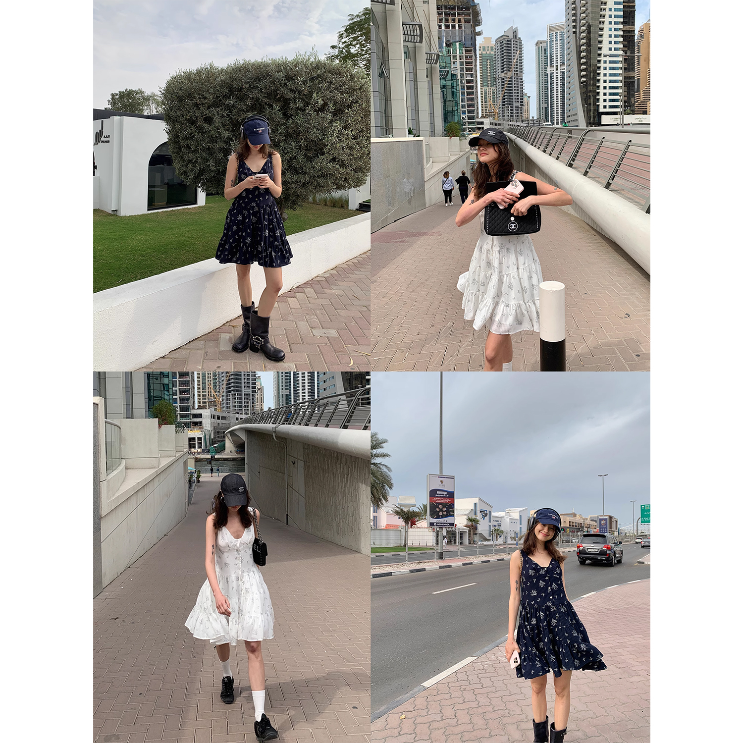 果核宇宙度假浪漫碎花吊带连衣裙
