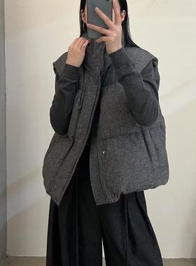 DVZ欧洲站2025冬季时尚百搭宽松90白鸭绒羽绒服马甲背心羊毛外套1