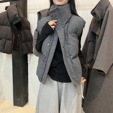 DVZ高品质冬季时尚百搭宽松休闲90白鸭绒羽绒马甲保暖羊毛外套女1