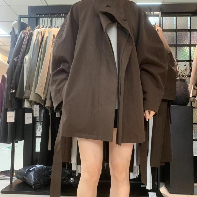 中长款风衣外套女休闲英论风立领