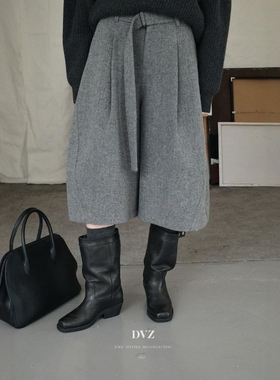 DVZ欧洲站2025冬季时尚百搭高腰显瘦阔腿裤女宽松休闲羊毛长裤潮1