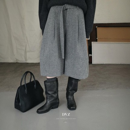DVZ欧洲站2025冬季时尚百搭高腰显瘦阔腿裤女宽松休闲羊毛长裤潮1