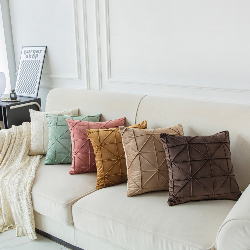 纯色天鹅绒抱枕床头靠垫荷兰绒抱枕套北欧素色沙发靠背酒店别墅