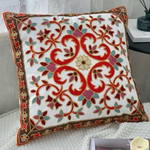 美式 沙发靠垫套加厚客厅可拆洗 田园复古小清新抱枕刺绣花北欧风格