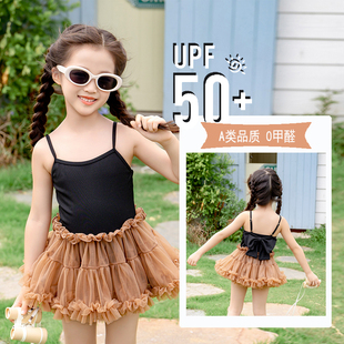 儿童泳衣吊带公主裙连体小童泳衣2026新款 花边宝宝女孩速干游泳衣