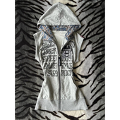 轻亚少女 卫衣女早秋vintage穿搭上衣 连帽衫 原创美式 复古字母无袖