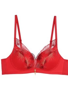 安莉芳 蕾丝红色文胸女士下厚上薄款无钢圈内衣EB1389 899