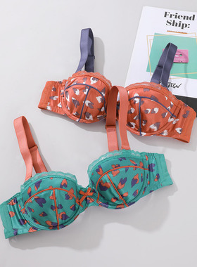 芬狄诗性感半杯复古蕾丝边内衣可拆肩带甜美上托女士文胸FB00348