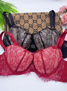 芬狄诗睫毛蕾丝大胸显小内衣女舒适大杯包容夹碗围薄文胸FB00153