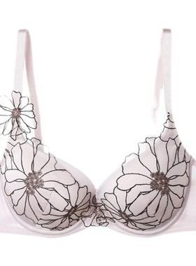 安莉芳小胸厚杯上托聚拢内衣女士蕾丝花朵刺绣文胸EB00123