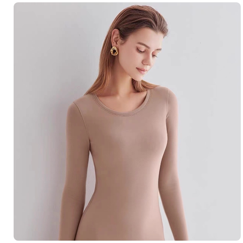 安莉芳新品加绒暖衣女士双层面料修身打底衣ED00249 999