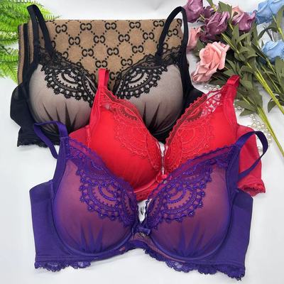 有钢圈蕾丝聚拢上托文胸EB1373