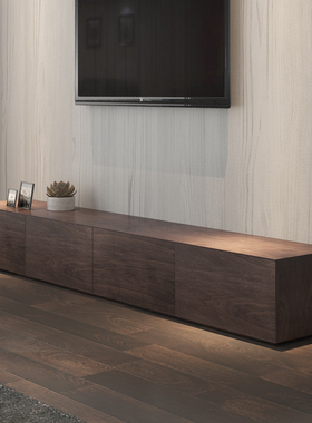 现代简约电视柜组合 黑色橡木纹客厅电视机柜小户型北欧地柜家具