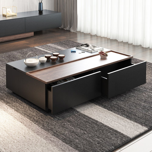 黑色茶几升降包邮现代简约喷漆