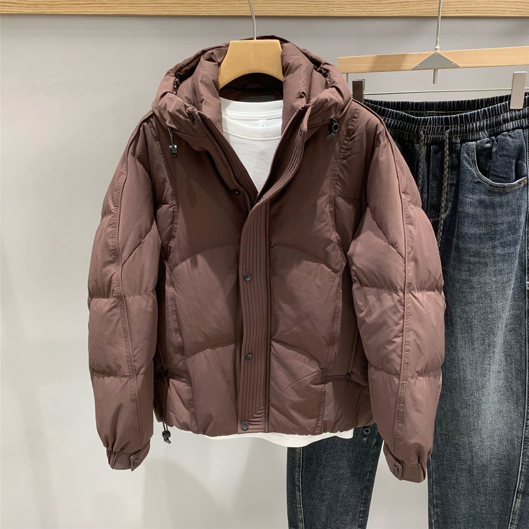 韩版连帽短款防寒羽绒服男
