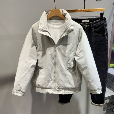 极简立领短款修身羽绒服