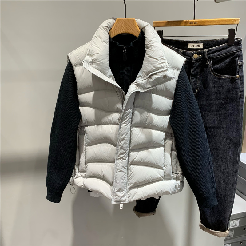 高充绒排骨绗缝羽绒服背心男