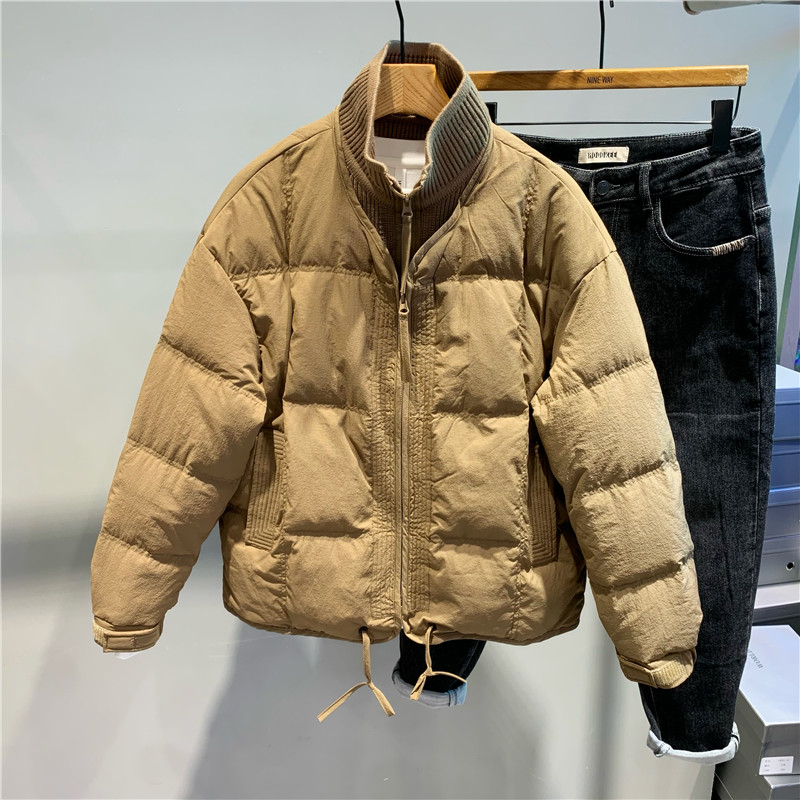 假两件针织羽绒服外套防寒男