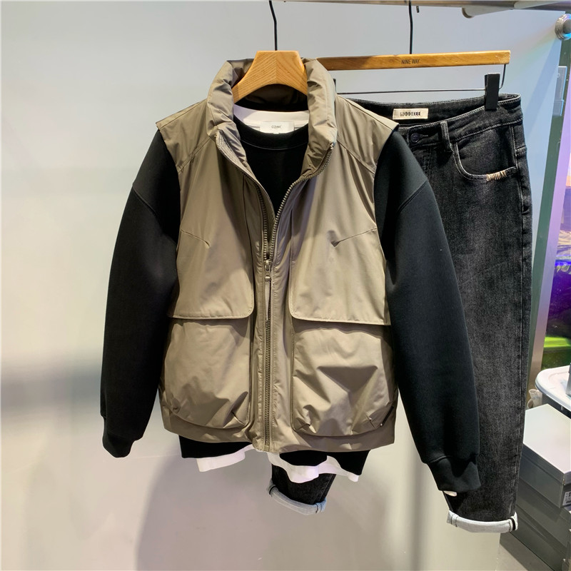 防寒大口袋工装鸭绒背心男