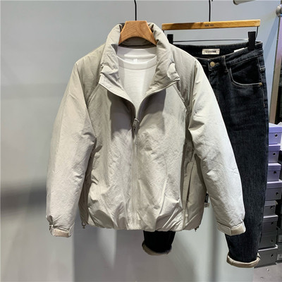 简约立领短款加厚羽绒服外套男