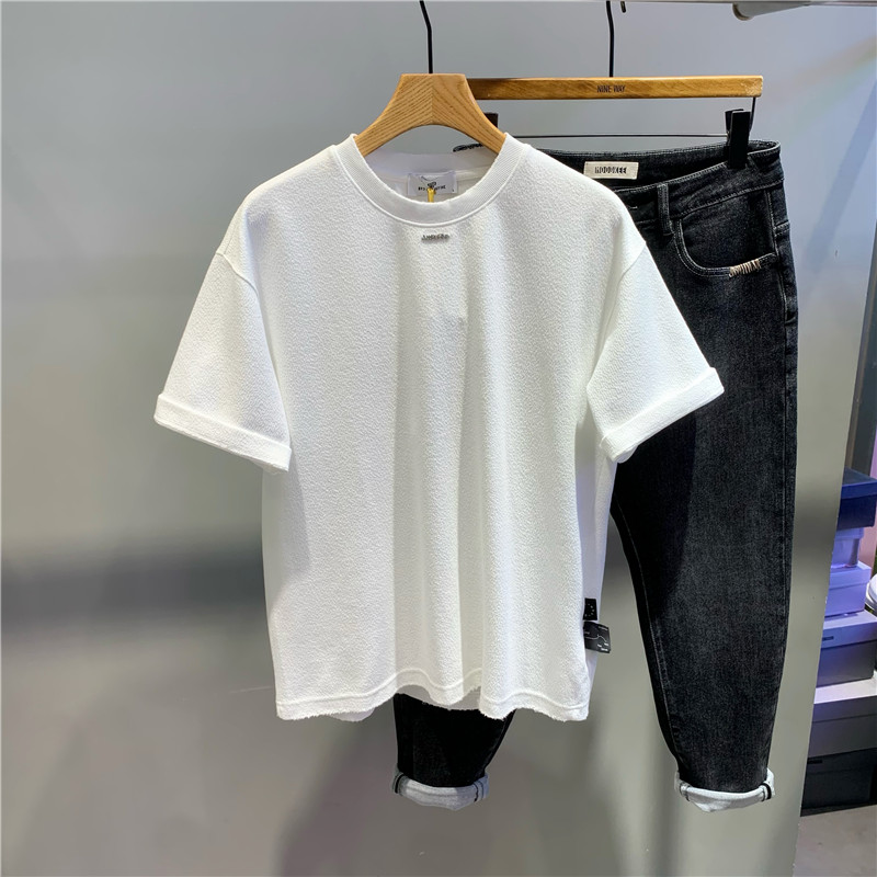 简约纯色圆领短袖T恤打底