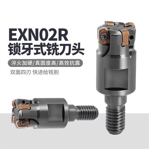 EXN02R快进给锁牙式铣刀头双面加硬快铣刀杆锁牙头LNMU0202刀片