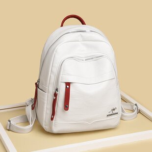 帝豪袋鼠2023新款真皮质感双肩包简约百搭软皮旅游背包时尚大容量