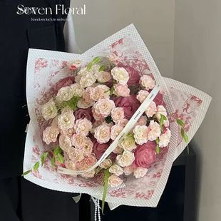 新款鲜花包装纸欧式复古午后印花红茶花束礼品包装伯爵防水花艺