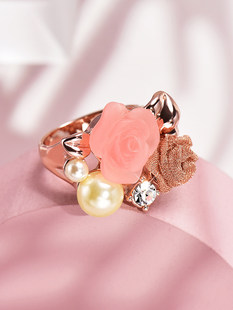 Fashionable small design advanced ring contains rose, trend decorations, nail decoration, on index finger, high-quality style